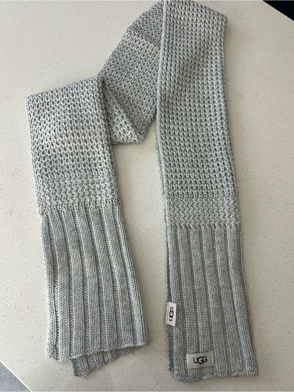 UGG Gray Knit Scarf Winter Snow Cozy Soft
